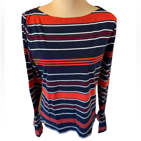 Lauren Ralph Lauren Women’s Tunic Striped and Flared Sleeves Size XL Orange Blue - Picture 1 of 13